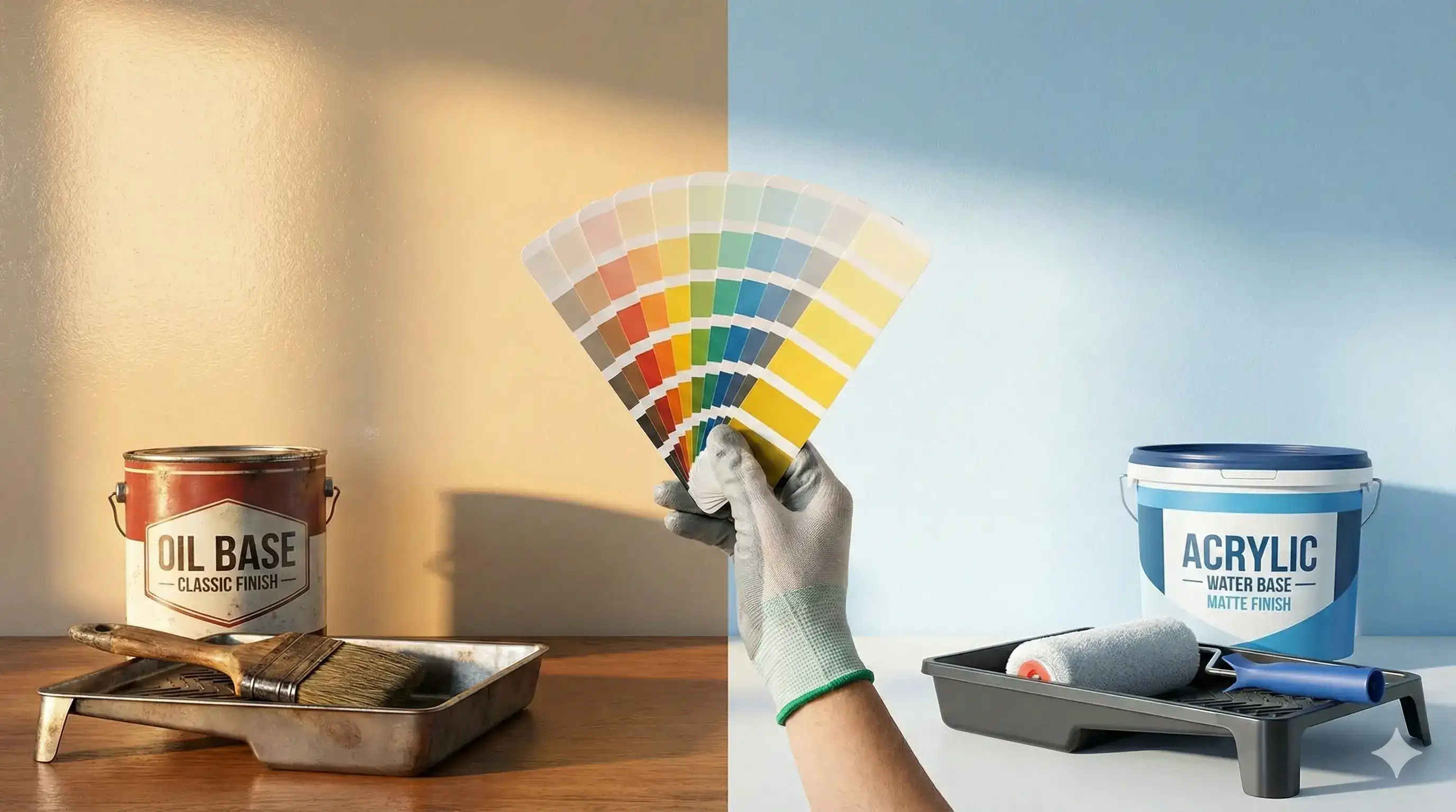 رنگ روغنی یا اکریلیک؟ کدام برای خانه من بهتر است؟ (راهنمای انتخاب ۱۴۰۴)