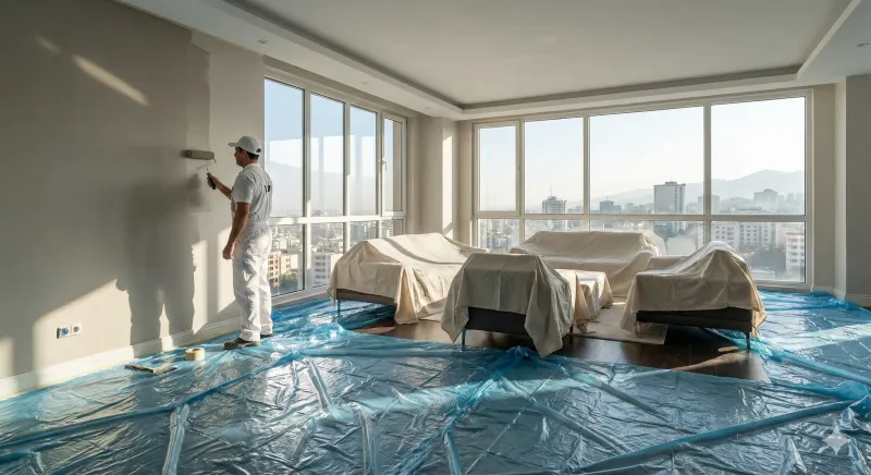 نقاشی ساختمان تمیز و مدرن در سعادت آباد و شهرک غرب